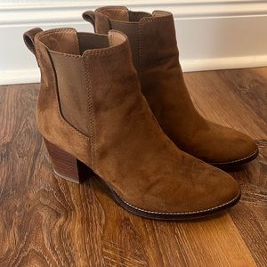 Brown suede booties